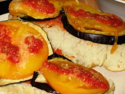 "Grilled" eggplant Parmesan sandwiches