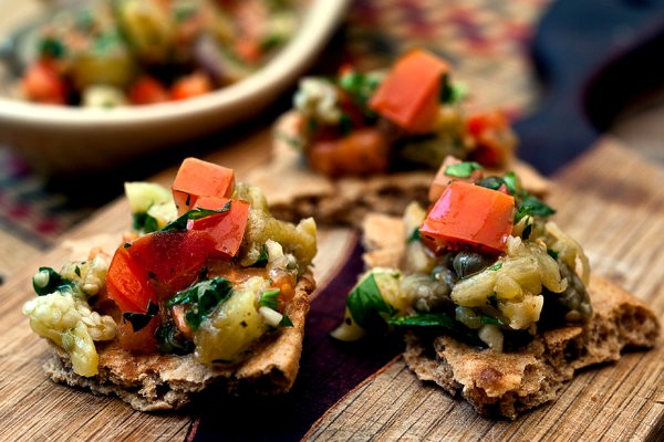 Grilled eggplant salad