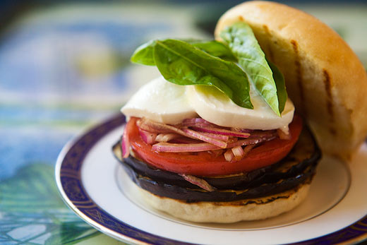 Grilled eggplant sandwich
