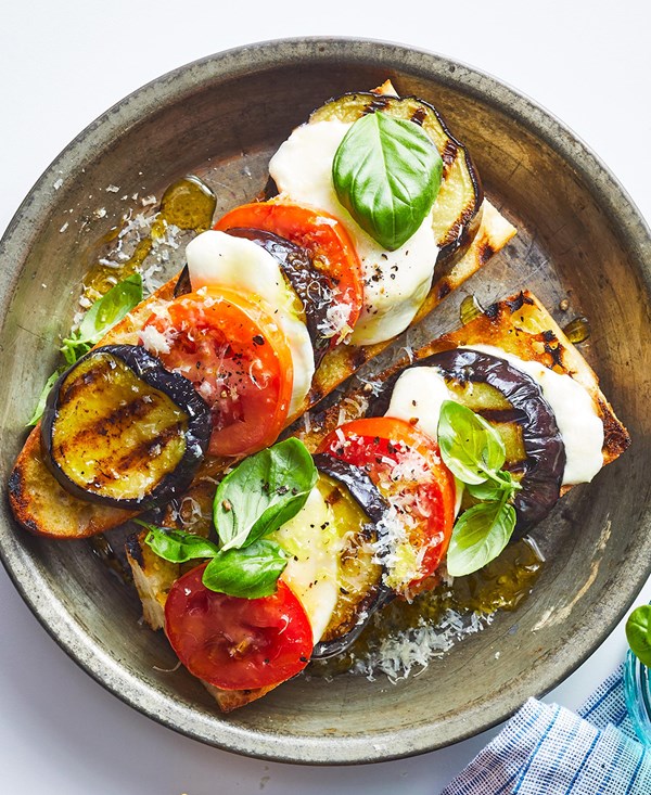 Grilled eggplant tartines