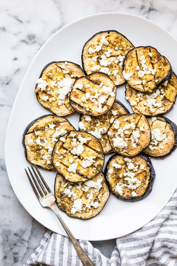 Grilled eggplant with feta