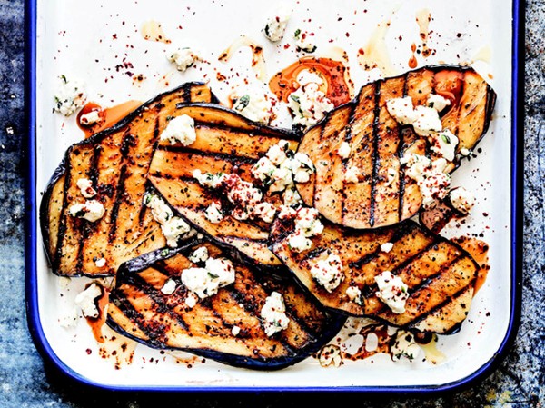 Grilled eggplant with feta and Maras pepper from 'The Big-Flavor Grill' (Cook the Book)