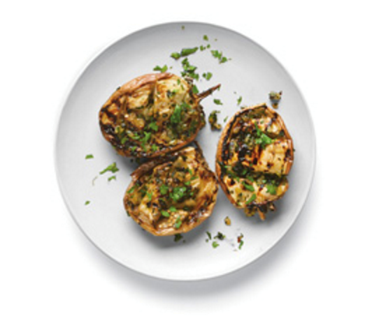 Grilled eggplant with herbs