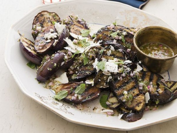 Grilled eggplant with mint vinaigrette