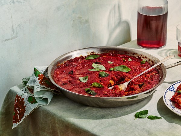 Grilled eggplant with summer marinara