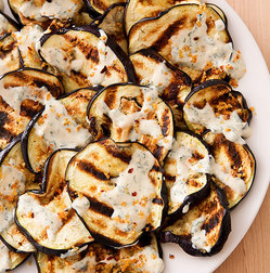 Grilled eggplant with yogurt sauce
