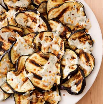 Grilled eggplant with yogurt sauce