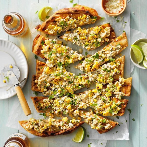 Grilled elote flatbread