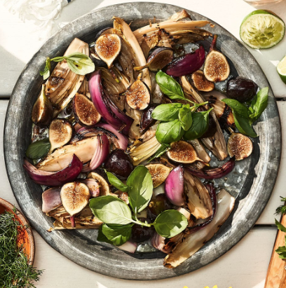 Grilled endive & red onion with fresh figs