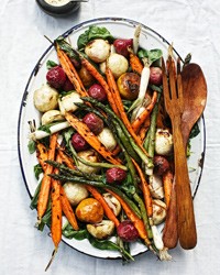 Grilled fall vegetable salad with boiled dressing