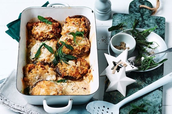 Grilled field mushroom gratin