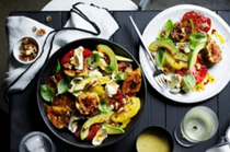 Grilled fig, heirloom tomato and buffalo mozzarella salad