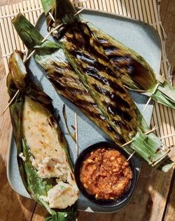 Grilled fish cake wrapped in banana leaves (Otak otak)
