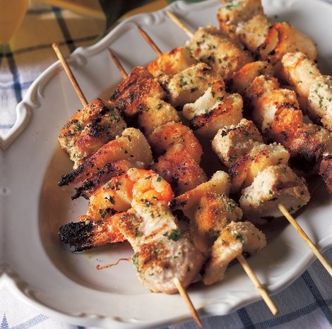 Grilled fish skewers