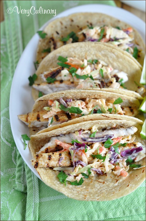 Grilled fish tacos with chili-lime slaw recipe | Eat Your ...