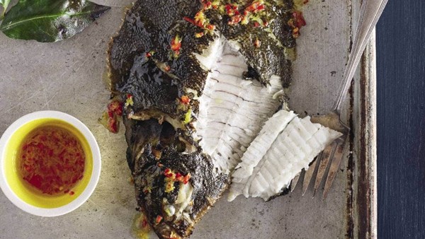 Grilled fish with lemon and chilli dressing