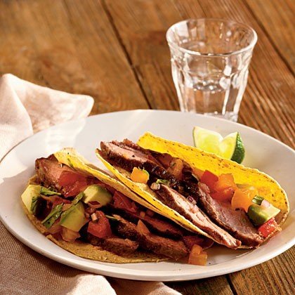 Grilled flank steak with avocado and two-tomato salsa