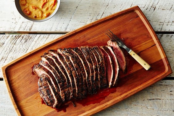 Grilled flank steak with cherry tomato vinaigrette
