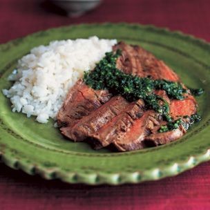 Grilled flank steak with chimichurri