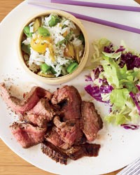 Grilled flank steak with Sichuan peppercorns