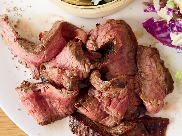 Grilled flank steak with Sichuan peppercorns