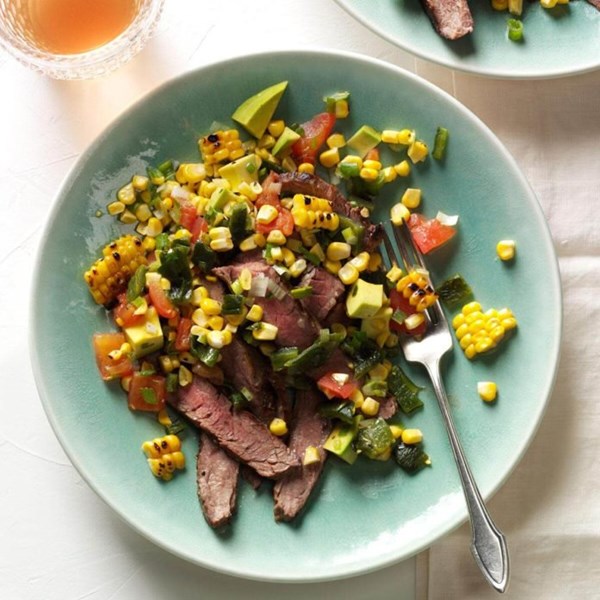 Grilled flank steak with summer relish