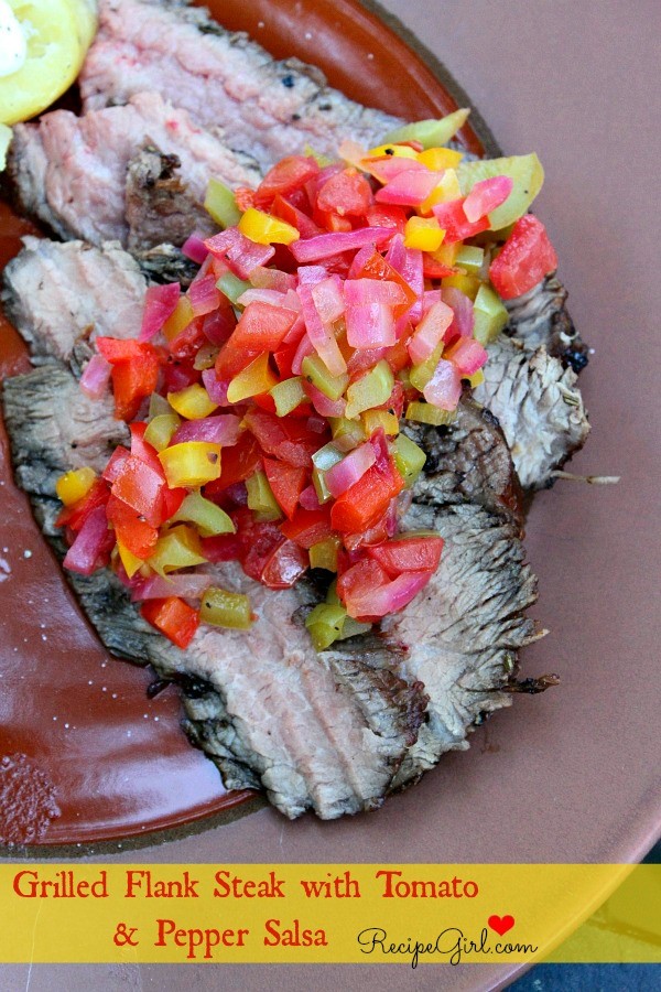 Grilled flank steak with tomato-pepper salsa
