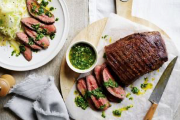 Grilled flat iron steak with salsa verde [Sophie O'Neil & Mark Brancatisano]