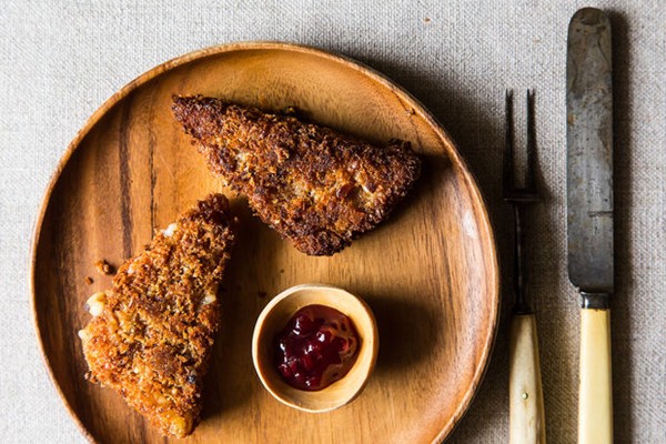 Grilled Fontina with lingonberry preserves