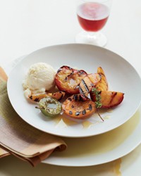 Grilled fruit with honeyed lemon thyme vinegar