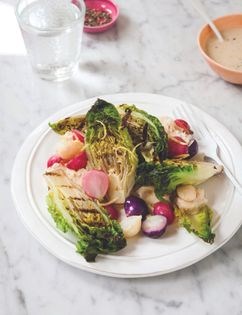 Grilled gem lettuce salad