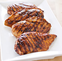 Grilled glazed boneless skinless chicken breasts