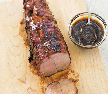 Grilled glazed pork tenderloin roast