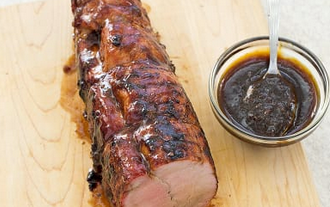 Grilled glazed pork tenderloin roast