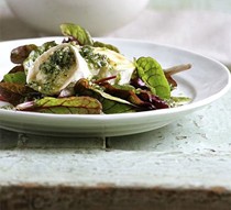 Grilled goat's cheese with walnut & parsley pesto