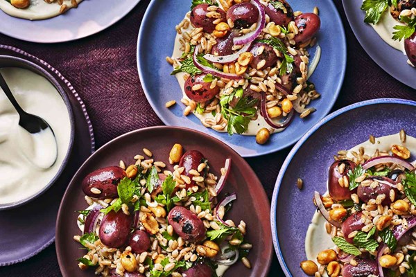 Grilled grape tabbouleh with tahini sauce [Dylan Patel]