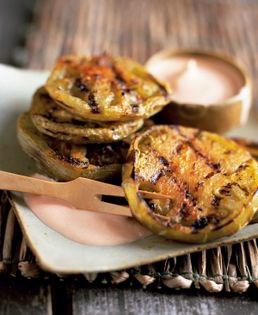 Grilled green tomatoes with Cajun dressing