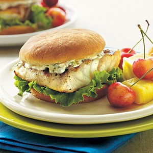 Grilled grouper sandwiches with tartar sauce