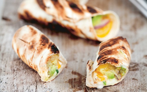 Grilled guacamole tortilla with mozzarella