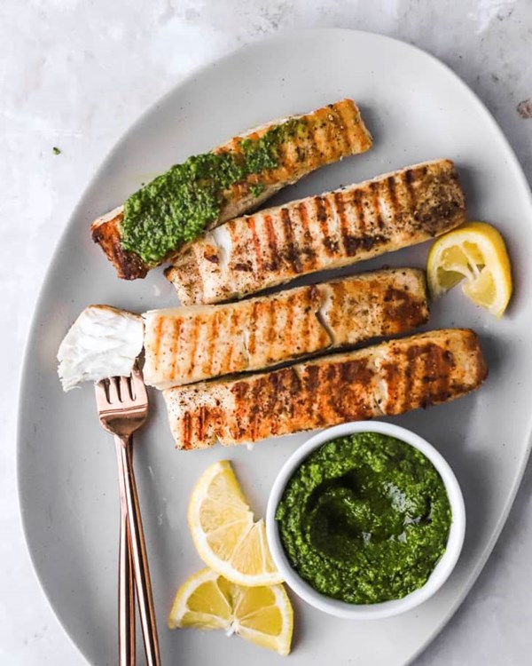 Grilled halibut
