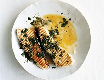 Grilled halibut with chimichurri