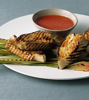 Grilled halibut with lemongrass tomato sauce