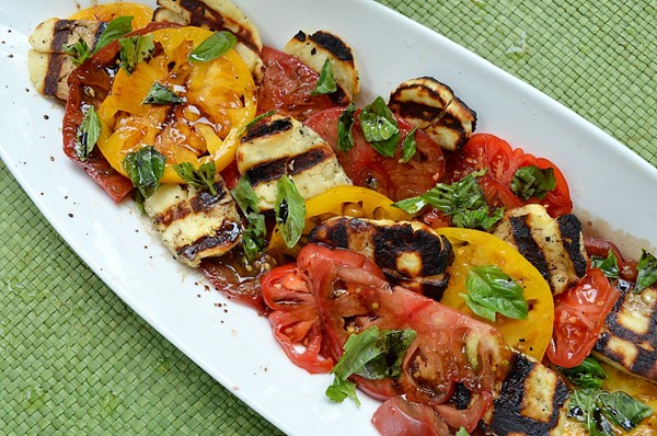 Grilled haloumi Caprese