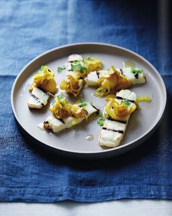 Grilled haloumi, zucchini pickles