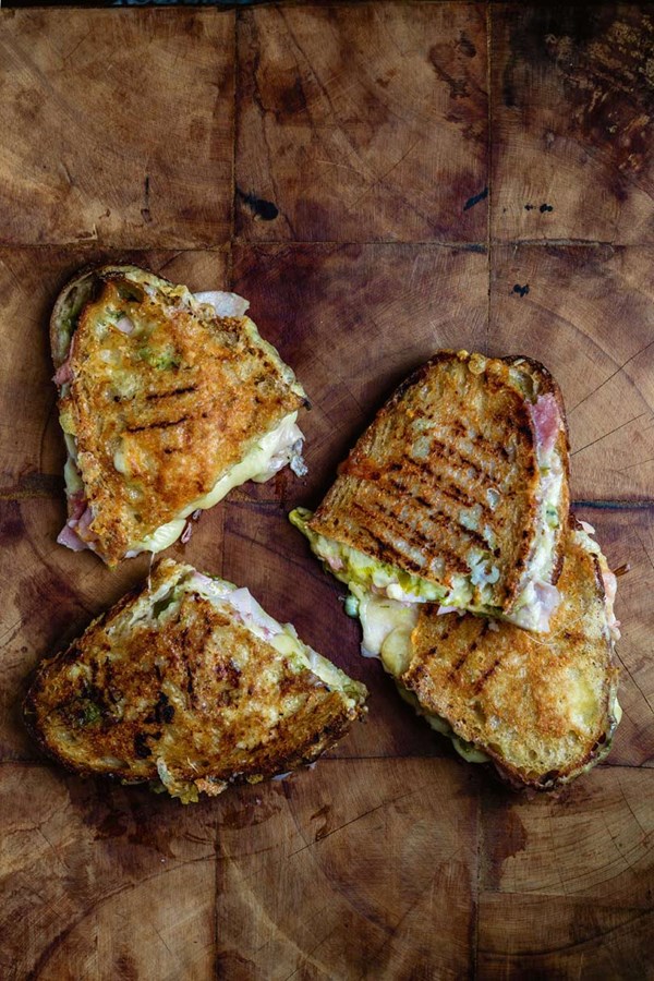 Grilled ham and cheese sandwich