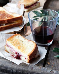 Grilled ham and cheese with strawberry-red-wine jam