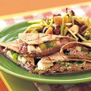 Grilled ham and mango quesadillas