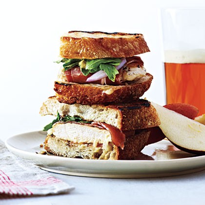 Grilled ham, chicken, and Gruyère sandwiches