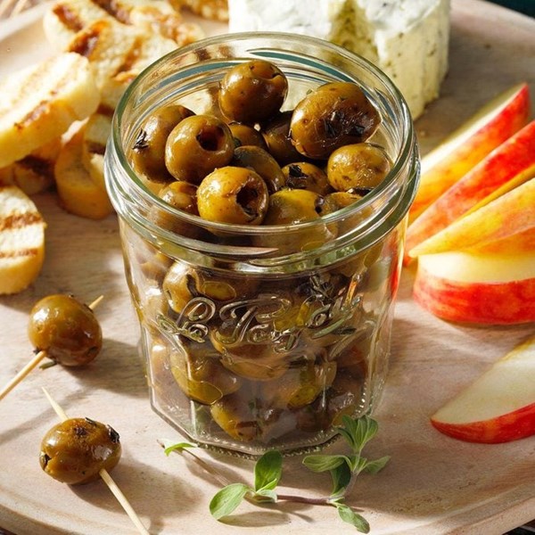 Grilled herbed olives