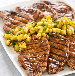 Grilled hoisin-glazed pork chops with pineapple salsa